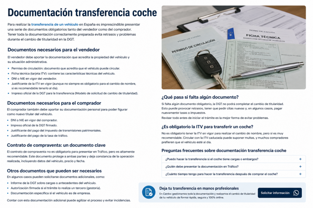 documentación transferencia coche